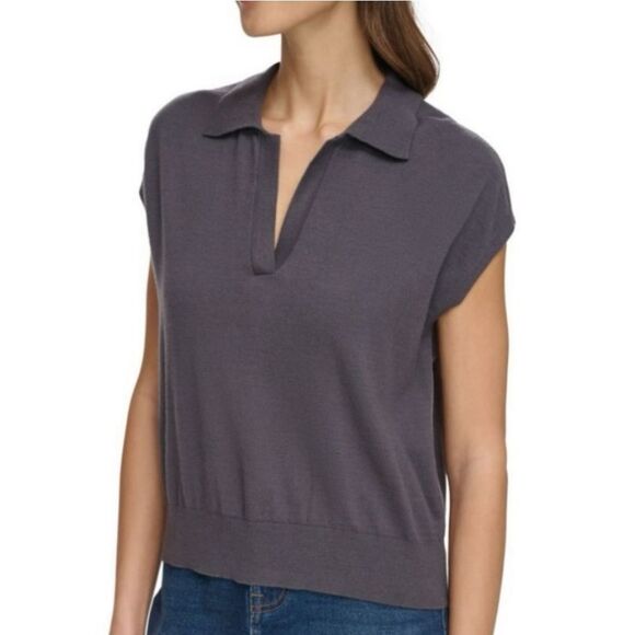 DKNY Gray Sleeveless Collared Sweater Size XXL - Picture 3 of 15